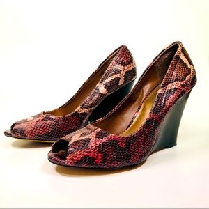 BCBG Snakeskin Wedges